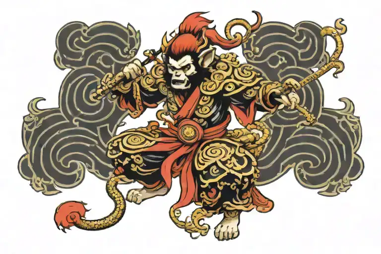 monkey king sun vukong tattoo design idea