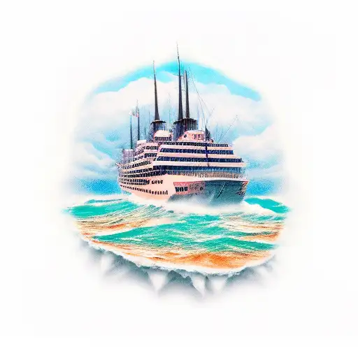 sinking ship thats burning tattoo design idea