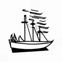 sinking ship thats burning tattoo design idea