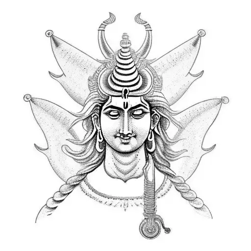 lord shiva holding his trident, with a galaxy effect tattoo design idea