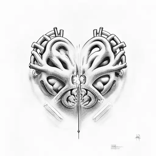 heart fused with brain, pierced by the sword Narsil tattoo design idea