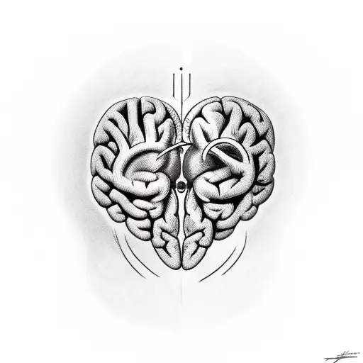 heart fused with brain, pierced by the sword Narsil tattoo design idea