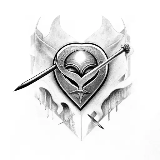 A heart, pierced by the sword Narsil tattoo design idea