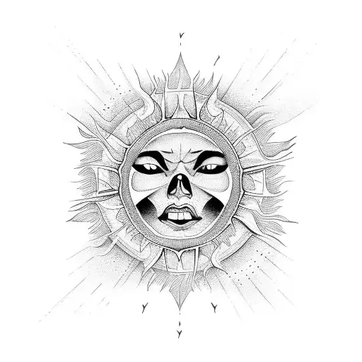crying sun tattoo design idea