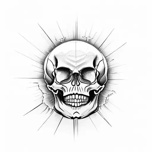 crying skull sun tattoo design idea