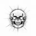 crying skull sun tattoo design idea