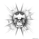 crying skull sun tattoo design idea