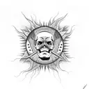 crying skull sun tattoo design idea