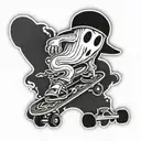 A ghost sticker with a backwards hat on a skateboard tattoo design idea