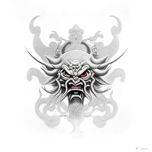 Oni Mask with six eyes  tattoo design idea