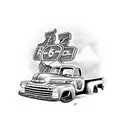 old Chevy truck with Route 66 sign with gas pump tattoo design idea