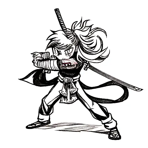 Design a traditional tattoo featuring the iconic demon slayer sword tattoo design idea