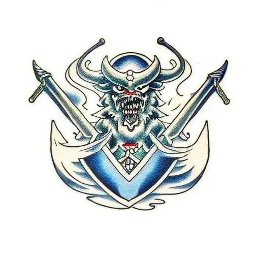 Design a traditional tattoo featuring the iconic demon slayer sword tattoo design idea