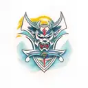 Design a traditional tattoo featuring the iconic demon slayer sword tattoo design idea