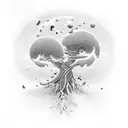 Tattoo on the arm of a DNA tree with the names Tanush, Mahi and Ziya embedded into it tattoo design idea