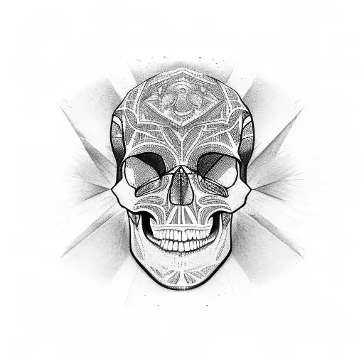 a prism inside a skull tattoo design idea