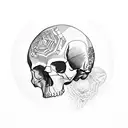 a prism inside a skull tattoo design idea