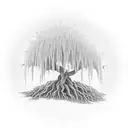 Willow tree with the name Jade written with the roots tattoo design idea