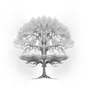 Willow tree with the name Jade written with the roots tattoo design idea