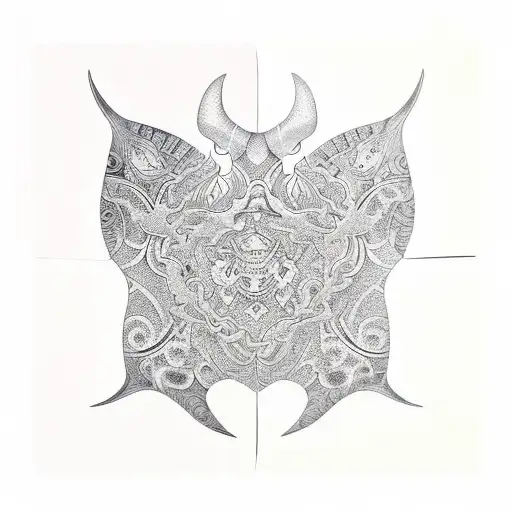 puzzle intricately made in shape of manta ray tattoo design idea