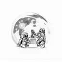 two astronauts watching the moon tattoo design idea