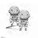 two astronauts watching the moon tattoo design idea