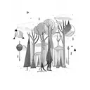 Forest tent alien abduction tattoo design idea