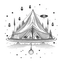 Forest tent alien abduction tattoo design idea