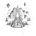 Forest tent alien abduction tattoo design idea