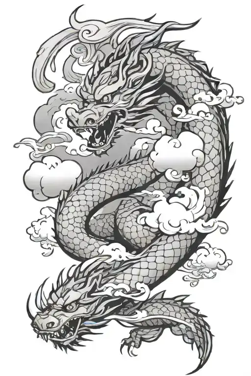 Combine elements of traditional Japanese art with a modern twist to create a dragon cloud design inspired by samurai armor tattoo design idea