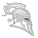 greek god ARES symbol with helmet and the word "ARES" spelled out below tattoo design idea