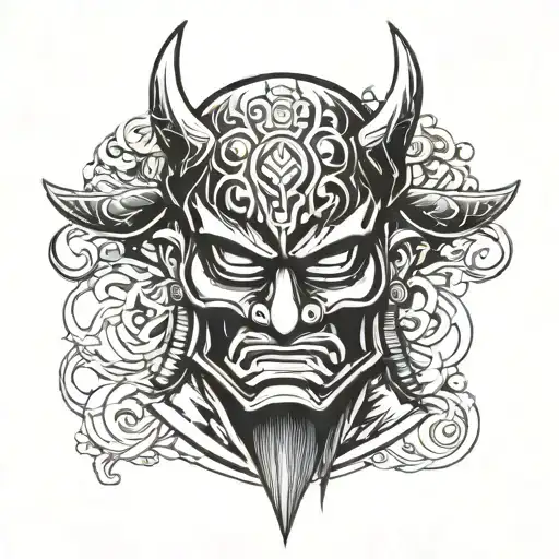 japanese samurai mask tattoo design idea