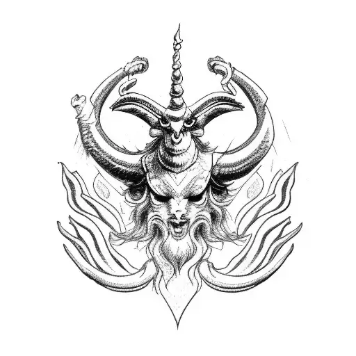 full body baphomet tattoo design idea