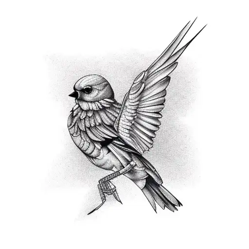 bird skeleton tattoo design idea