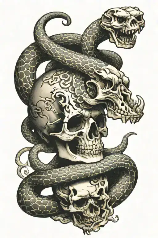 snake,barbarian,skull tattoo design idea