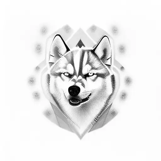White husky with blue eyes  tattoo design idea