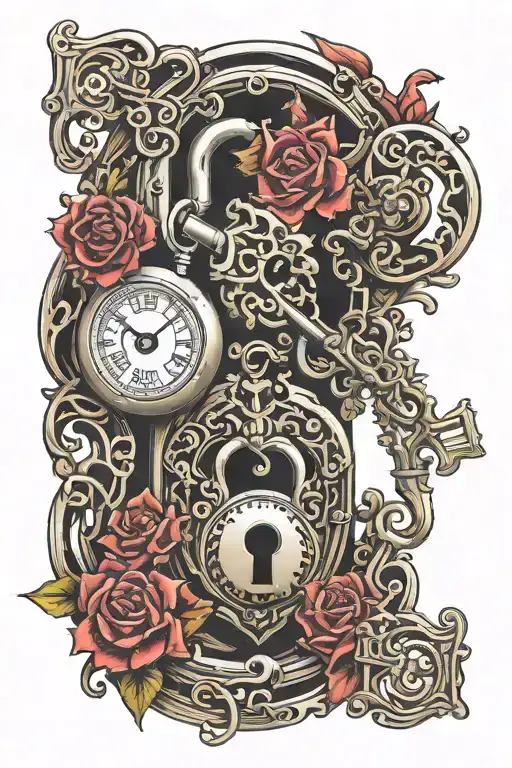 lock and key unlocking the secrets tattoo design idea