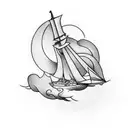 Draw a tattoo with the letters G and A forming a sailboat. tattoo design idea