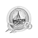 Draw a tattoo with the letters G and A forming a sailboat. tattoo design idea