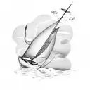 Draw a tattoo with the letters G and A forming a sailboat. tattoo design idea