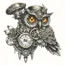 steampunk owl tattoo design idea