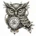 steampunk owl tattoo design idea