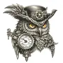 steampunk owl tattoo design idea