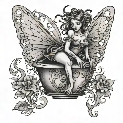 FAIRY SPUN OUT ON TOLIET tattoo design idea
