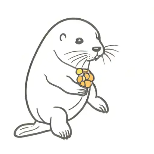cute seal eating a jelly bean and enjoying life tattoo design idea