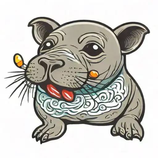 seal eating a jelly bean tattoo design idea