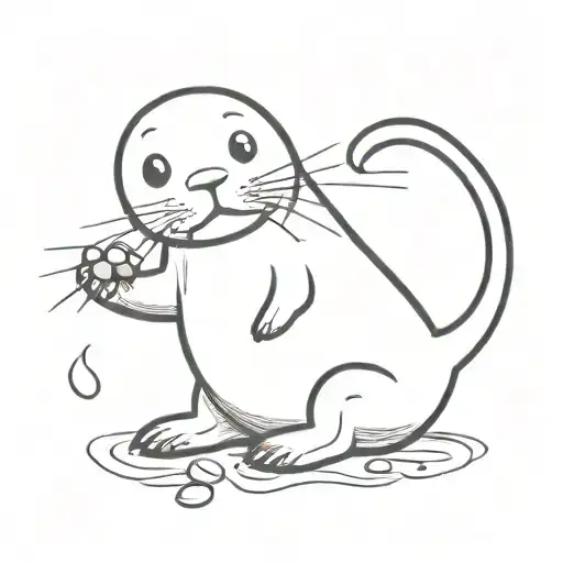 cute seal eating a jelly bean tattoo design idea