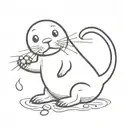 cute seal eating a jelly bean tattoo design idea