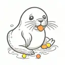 cute seal eating a jelly bean tattoo design idea