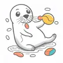 cute seal eating a jelly bean tattoo design idea